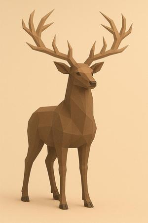 Low poly deer with antlers