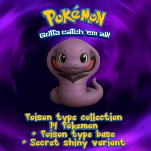 Pokemon Poison type Pack x 16 units (Poison type base and secret shiny variant included)