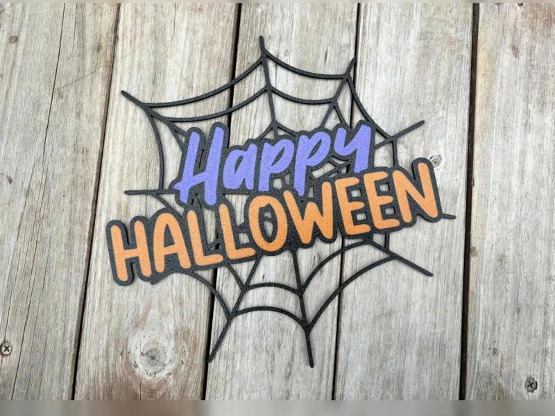 Happy Halloween Spider web wall sign