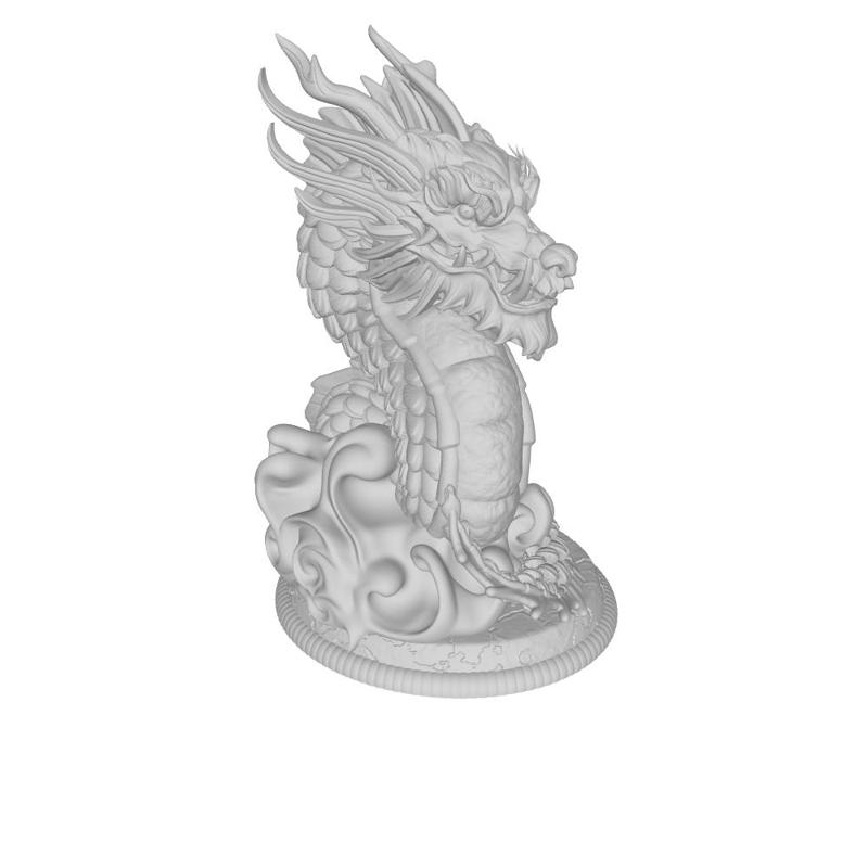 Majestic Chinese Dragon 3D Model - Fantasy Sculpture for Printing
