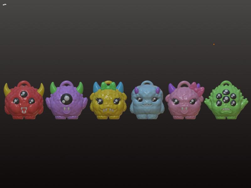 Fuzzy Monster Christmas  Ornament Set