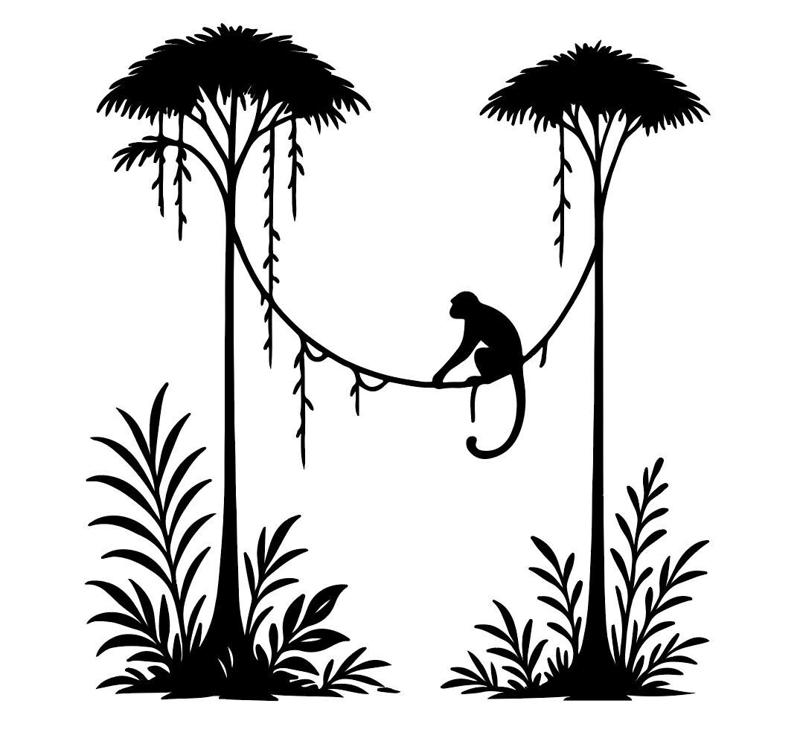 Minimalist Jungle Monkey Silhouette – Wall Art for 3D Printing / Laser Cutting