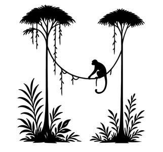 Minimalist Jungle Monkey Silhouette – Wall Art for 3D Printing / Laser Cutting