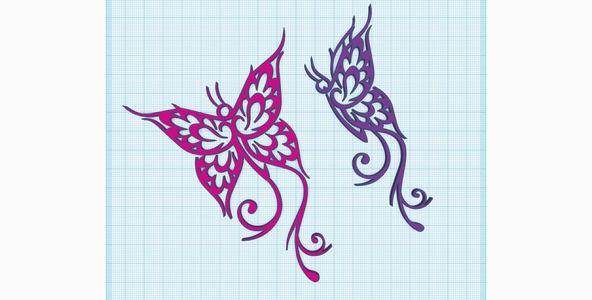 Butterflies silhouette outline, wall art decor