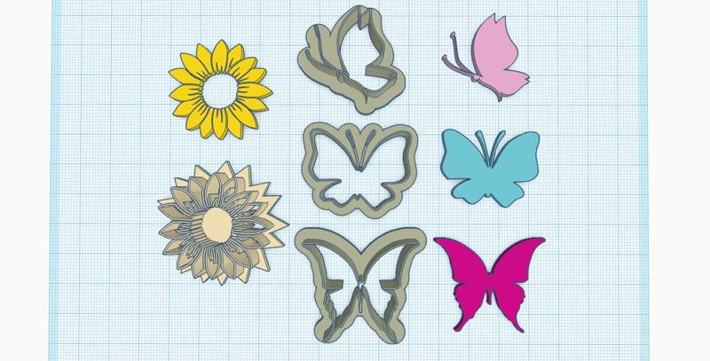 Cookie cutter, Polymer Clay Cutter Butterfly and Sun flower Pack