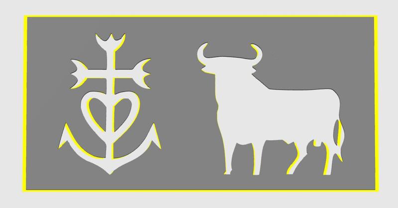 Taureau & Croix camarguaise (double pochoir/stencil)