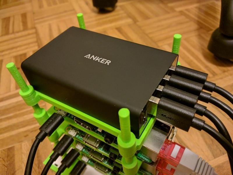 Raspberry PI stack mount for ANKER PowerPort 5 USB charger