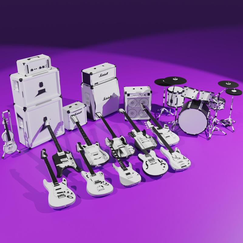 Mini guitars, amps and drums!