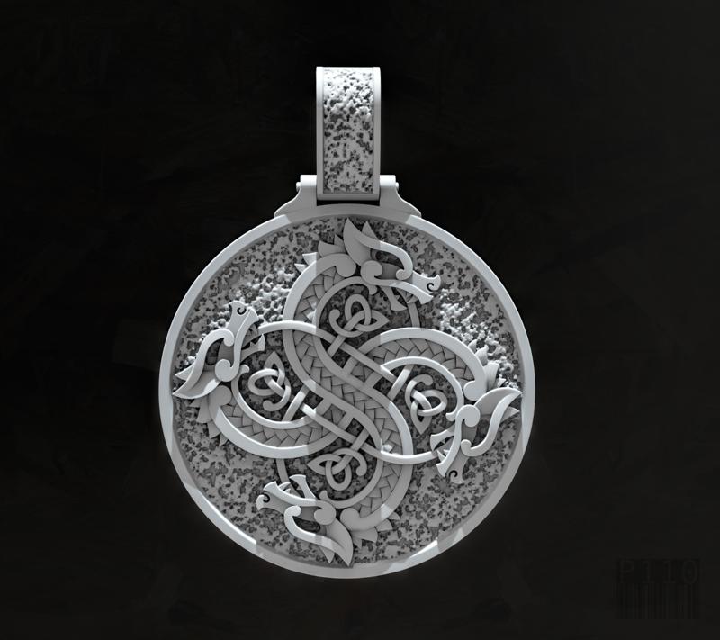 Viking Fylfot Pendant 3D Model