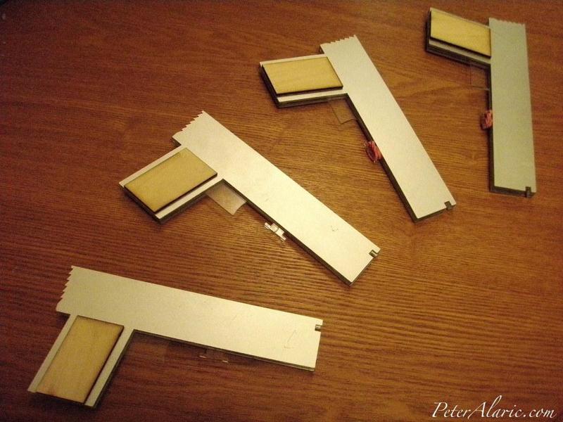 Rubber Band Gun, 6-shot, semi-automatic, laser-cut