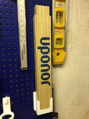 Folding ruler holder for Biltema pegboard