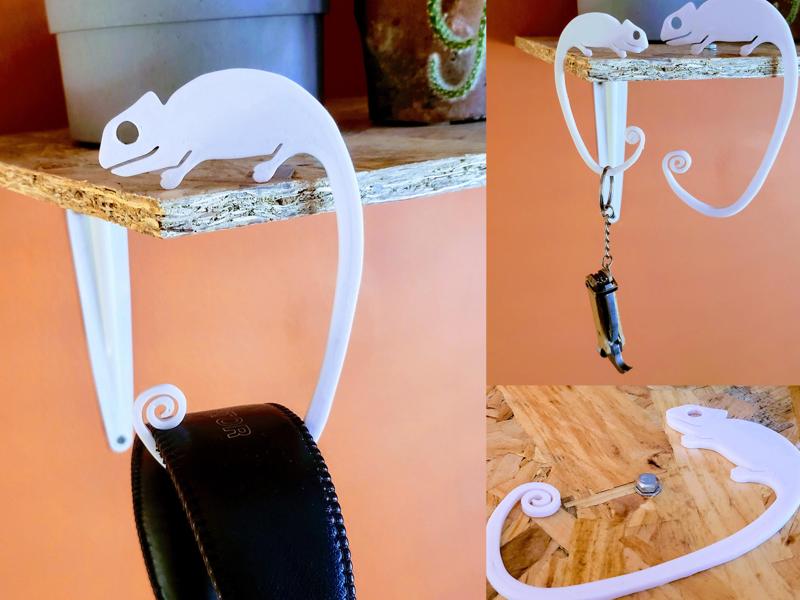 Balancing Chameleon Hanger - Self-balances on a shelf - Super Easy Print!