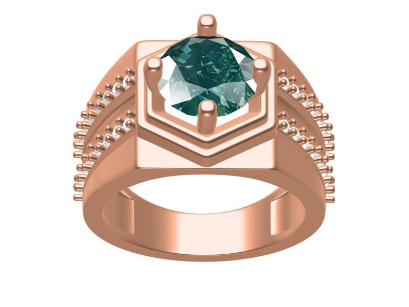Round Stone Signet Ring For Men