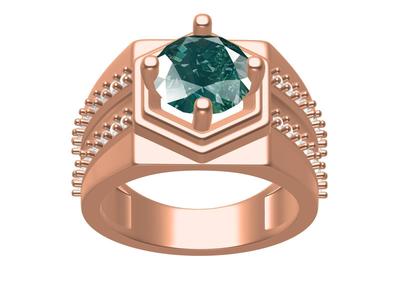 Round Stone Signet Ring For Men