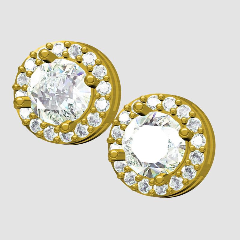 Simple Round Cut Halo Stud Earring