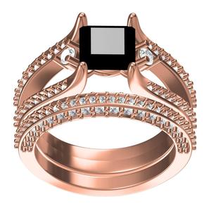 Black Princess Split Shank Engagement Ring with Band