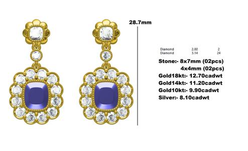 Cushion Cut Halo Earring