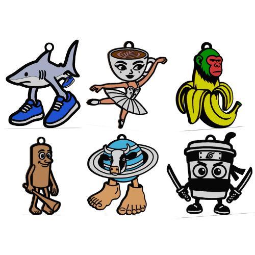 Brainrot key rings x6