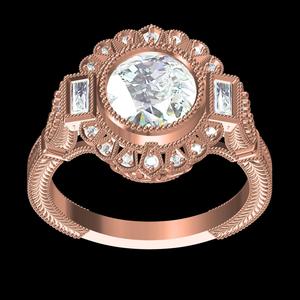 Round Diamond Bazel Set Art Deco Engagement Ring