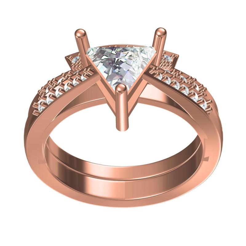 Trillion Stone Cathedral Ring with Band