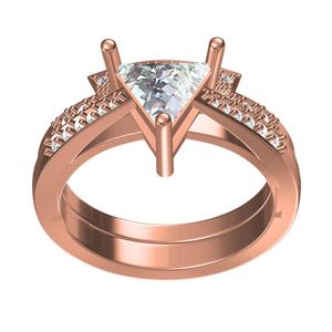 Trillion Stone Cathedral Ring with Band