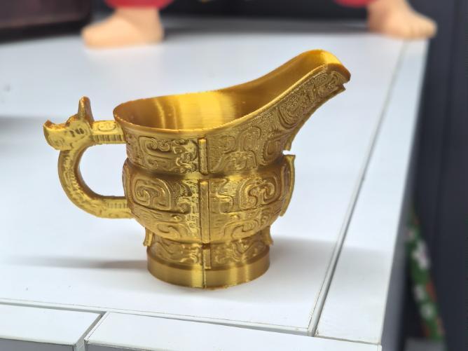 Bronze Restoration Beast Face Pattern Si Guang Cup Cultural Relic Model