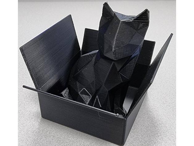 Low Poly Sitting Cat In A Box