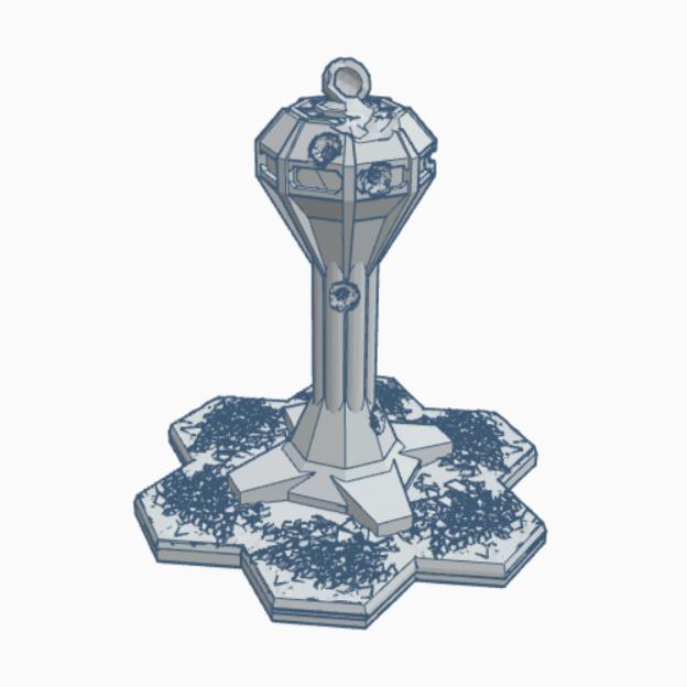 Ruined Air Control Tower with Hex Base MilRHB001