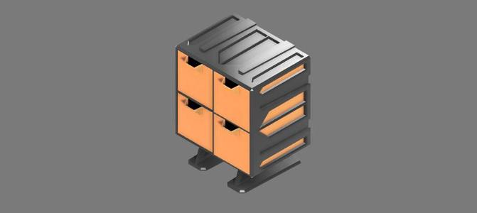 Modular storage box 20 × 20 × 15 cm-4 drawers
