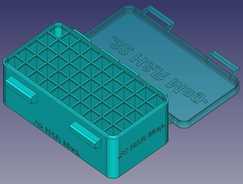 .32 H&R Magnum, Head Up, Snug Double Snap Latch Modular Ammo Box