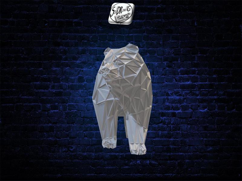 Bear L21 - Low Voronoi Style - Single Spider Web - LowPoly - Perfect Design - Easy Print - Decor