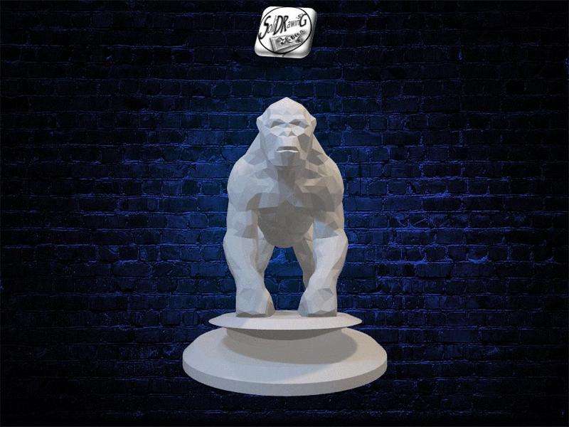 Monkey - Ape - Simian - Jackanapes - Gorilla - Low Poly Bust