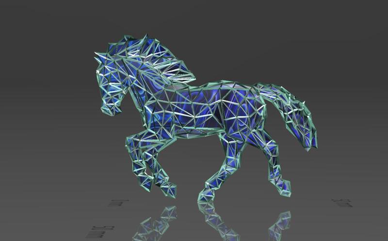 Horse 07 - Low Voronoi Style - Single Spider Web - LowPoly - Perfect Design - Easy Print - Decor