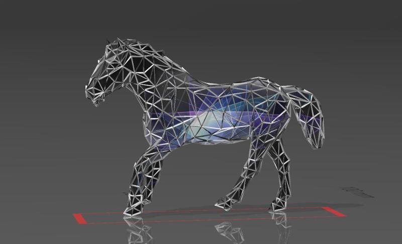Horse 19 - Low Voronoi Style - Single Spider Web - LowPoly - Perfect Design - Easy Print - Decor