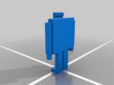 cube man with flashlight