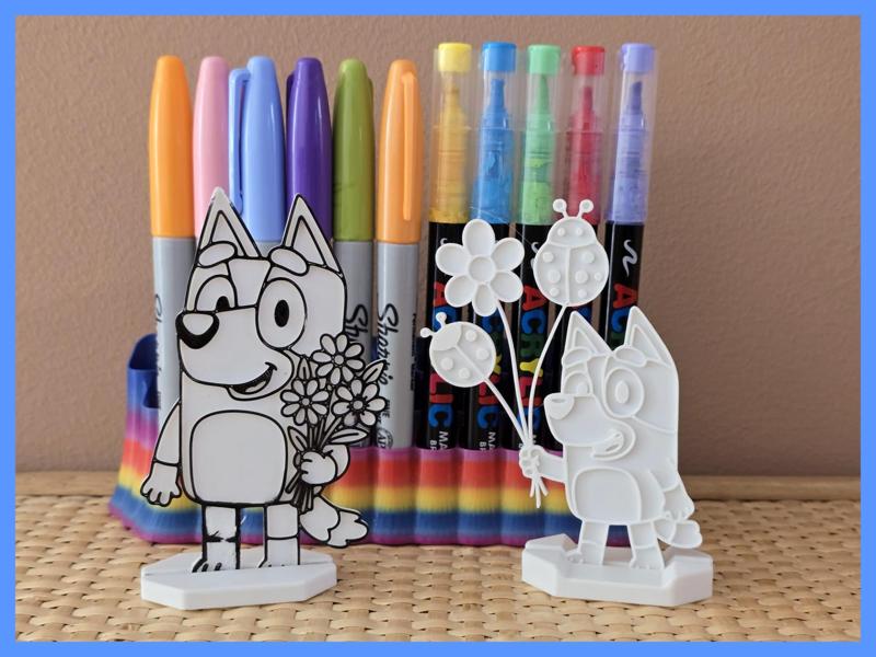 Bluey Spring Summer Flower DIY Coloring No Ams