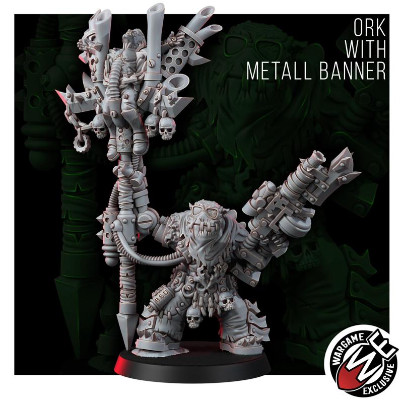 ORK MAD RIDERS BOY WITH METALL BANNER