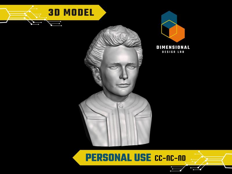 Marie Curie - High-Quality STL File for 3D Printing (PERSONAL USE)