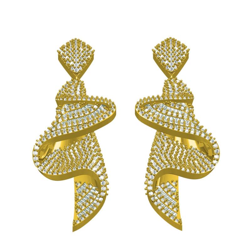 Antique Wave Dangle Drop Earring