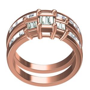 Baguette and Princess Diamond Solitaire Wedding Ring with Band