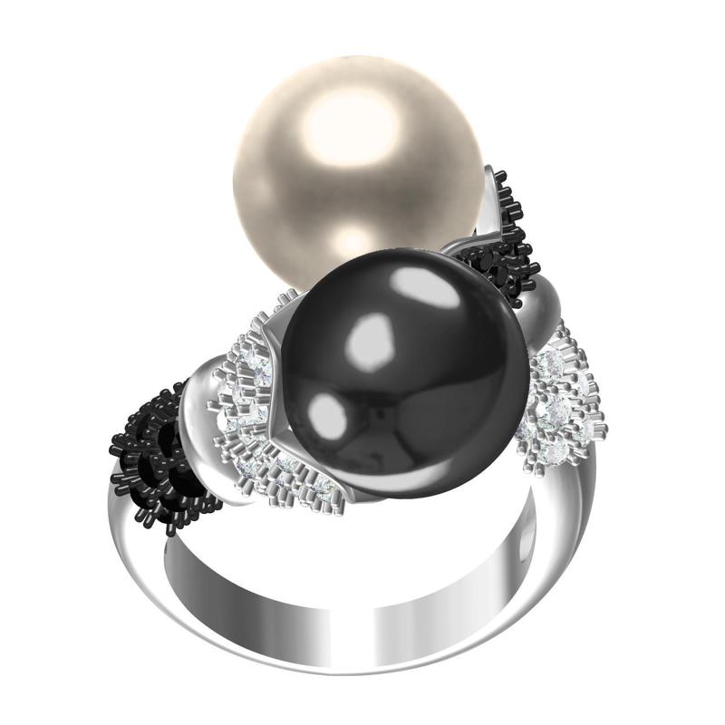Black and White Pearl Cocktail Ring