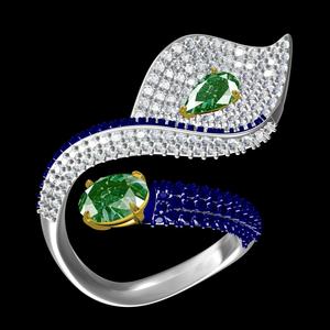Antique Peacock Feather Cocktail Ring