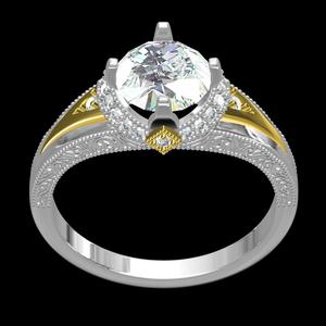 Moissanite Diamond Engrave Shank Ring for Women