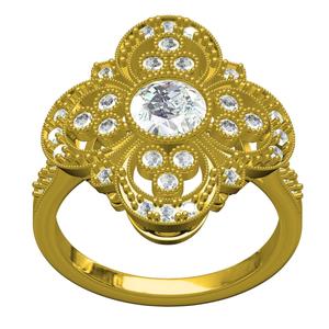 Unique Art Deco Wedding Bridal Ring