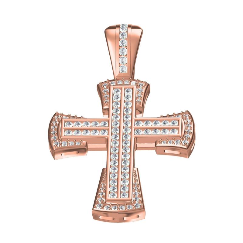 Unique Channel Set Diamond Cross Pendant