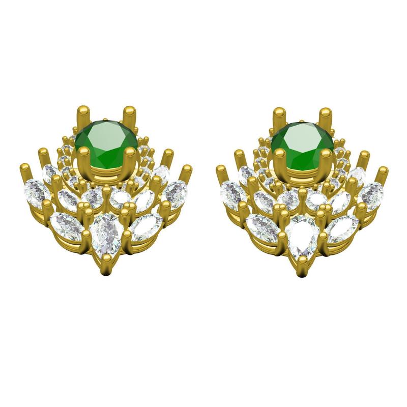 Round Halo and Pear and Marquise Cluster Earring