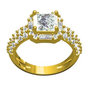 Asscher and Baguette Diamond Multi Halo Wedding Ring for Women