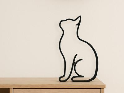 Line Art – Waiting Cat Silhouette