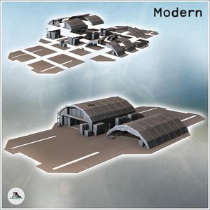 Two large modern storage warehouses with concrete floor platform (7) - Cold Era Modern Warfare Conflict World War 3 RPG  Post-apo WW3 WWIII