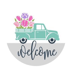 Welcome spring truck decoration door